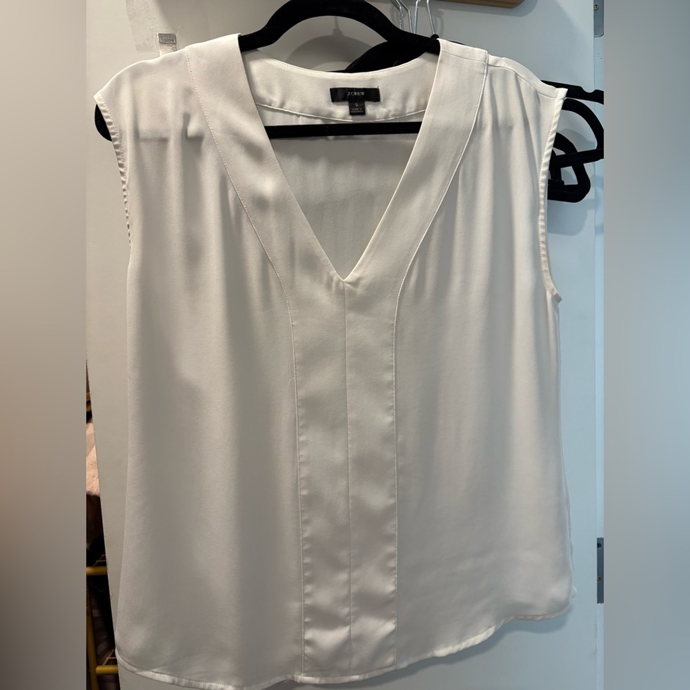 J Crew Cream V-Neck Blouse S